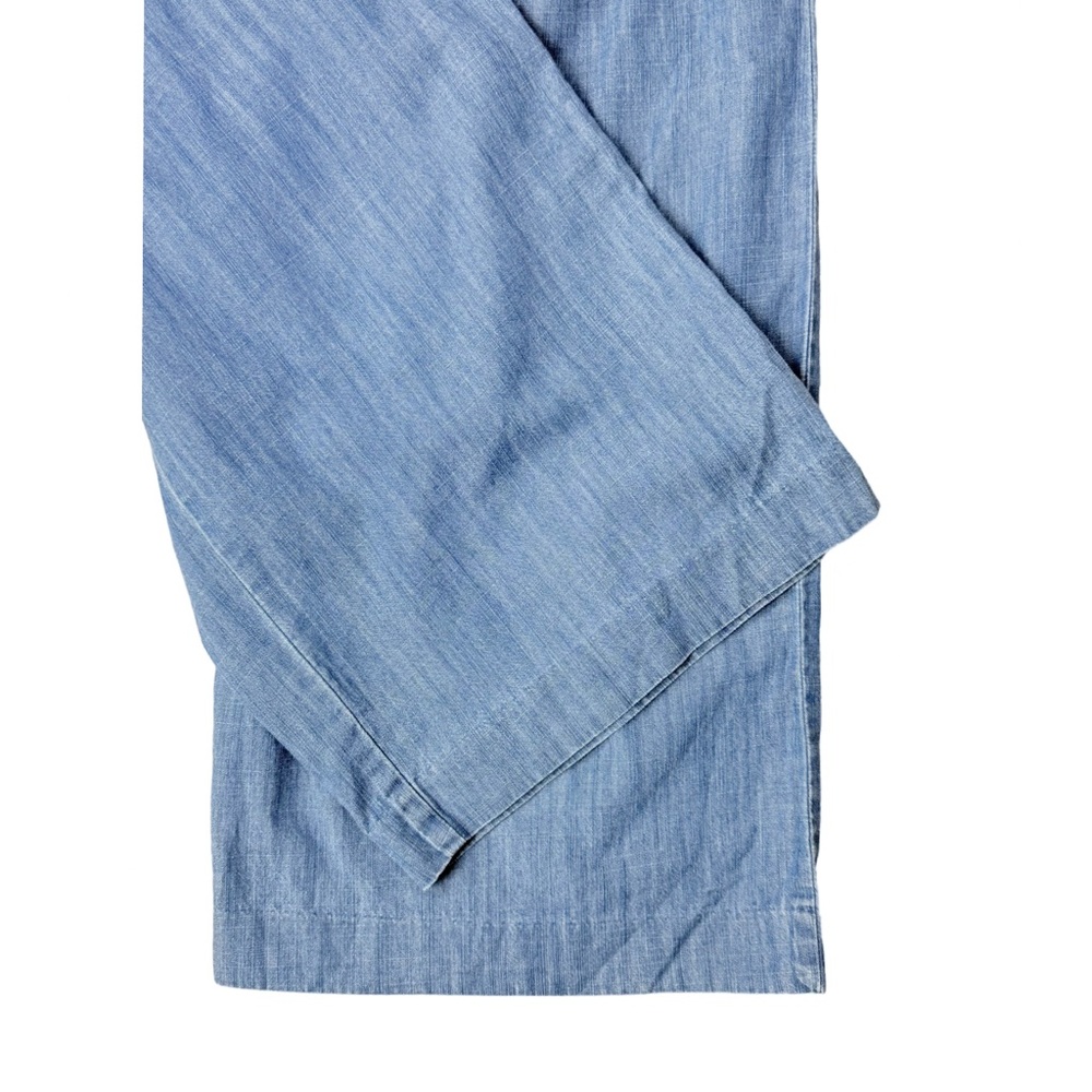 J. Crew Wide-Leg Pull-On Cropped Chambray Pants Nautical Preppy Travel - Picture 4 of 9